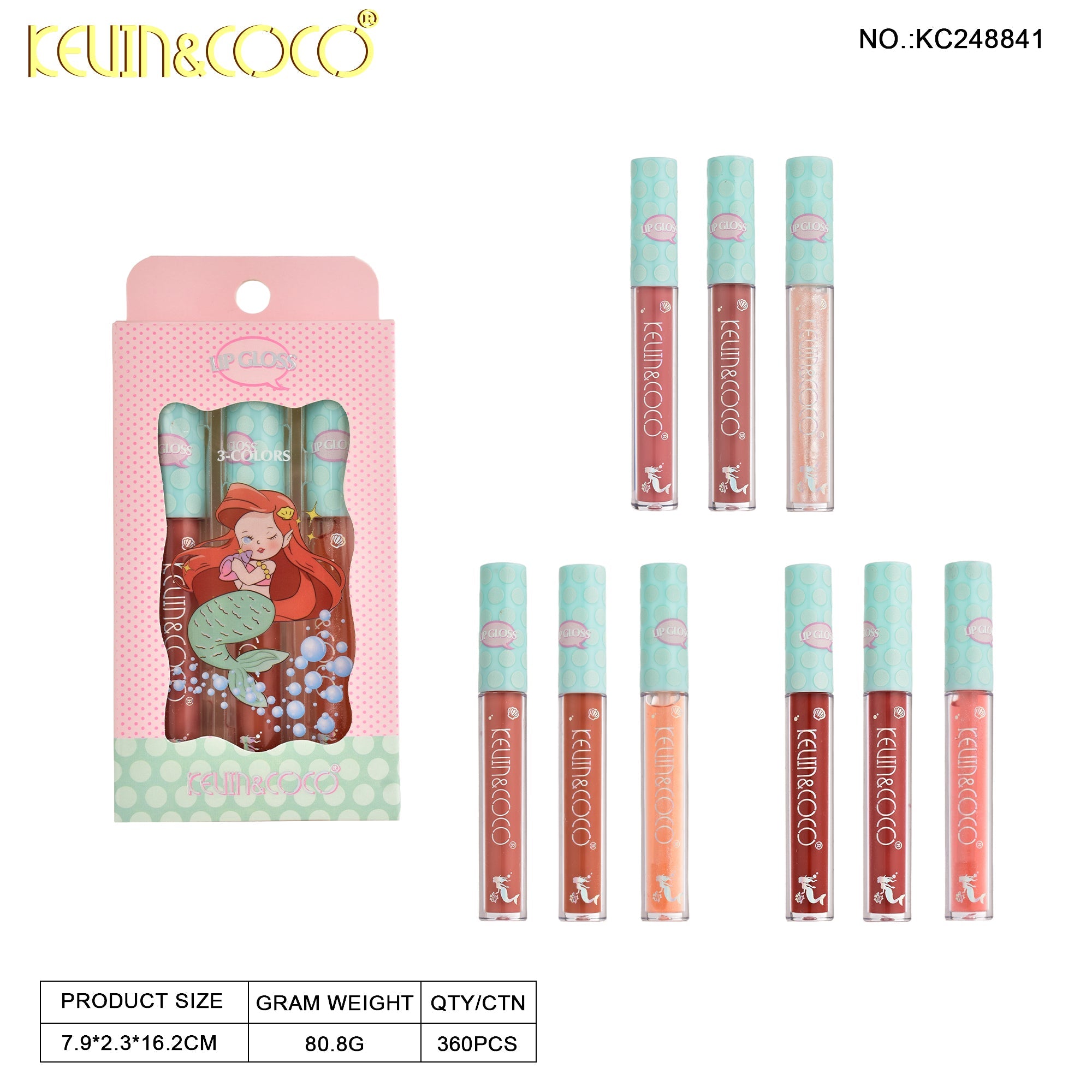Lips-Mermaid 3 Colors Lip Gloss (KC248841)