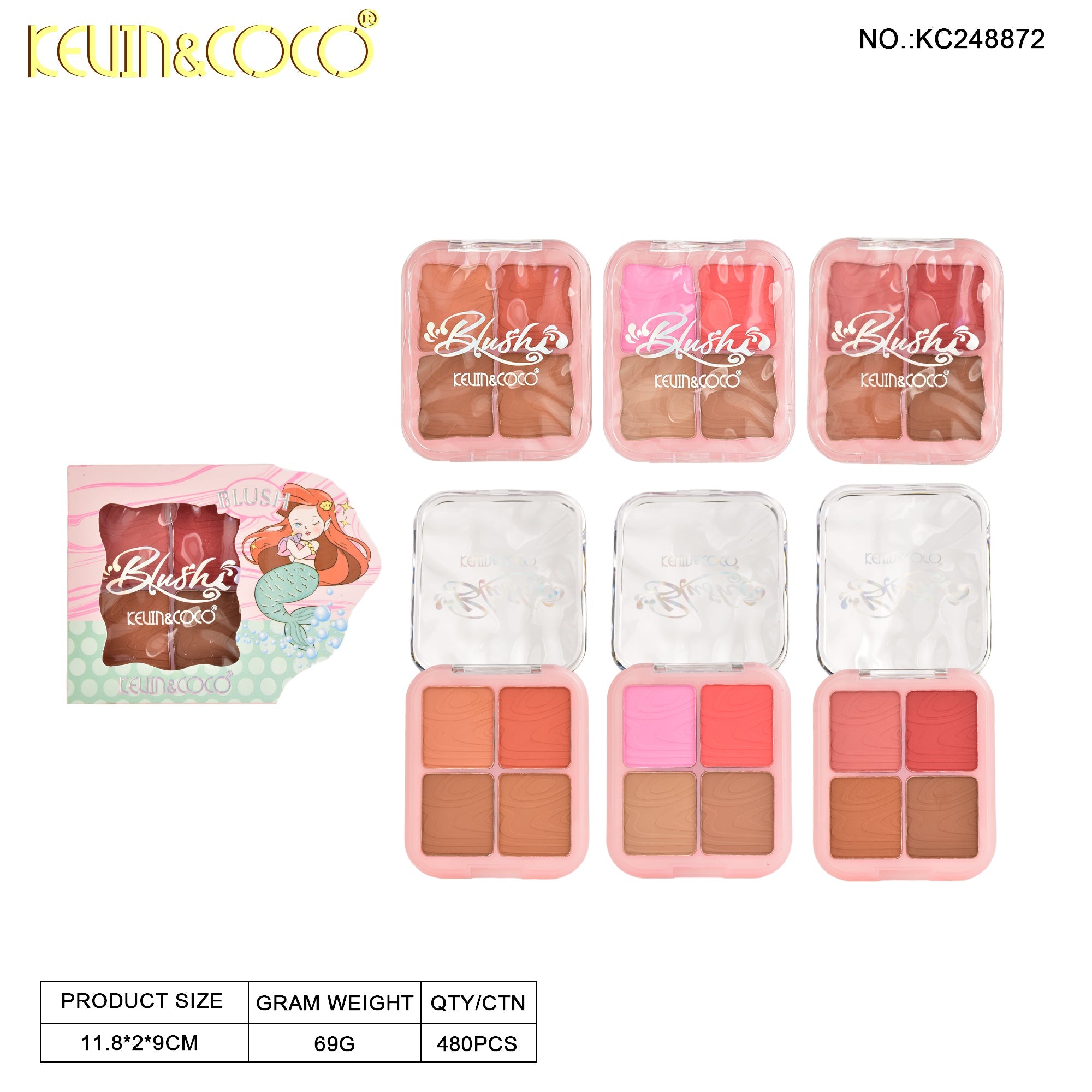 Face-Mermaid 4 Colors Blush&Contour (KC248872)