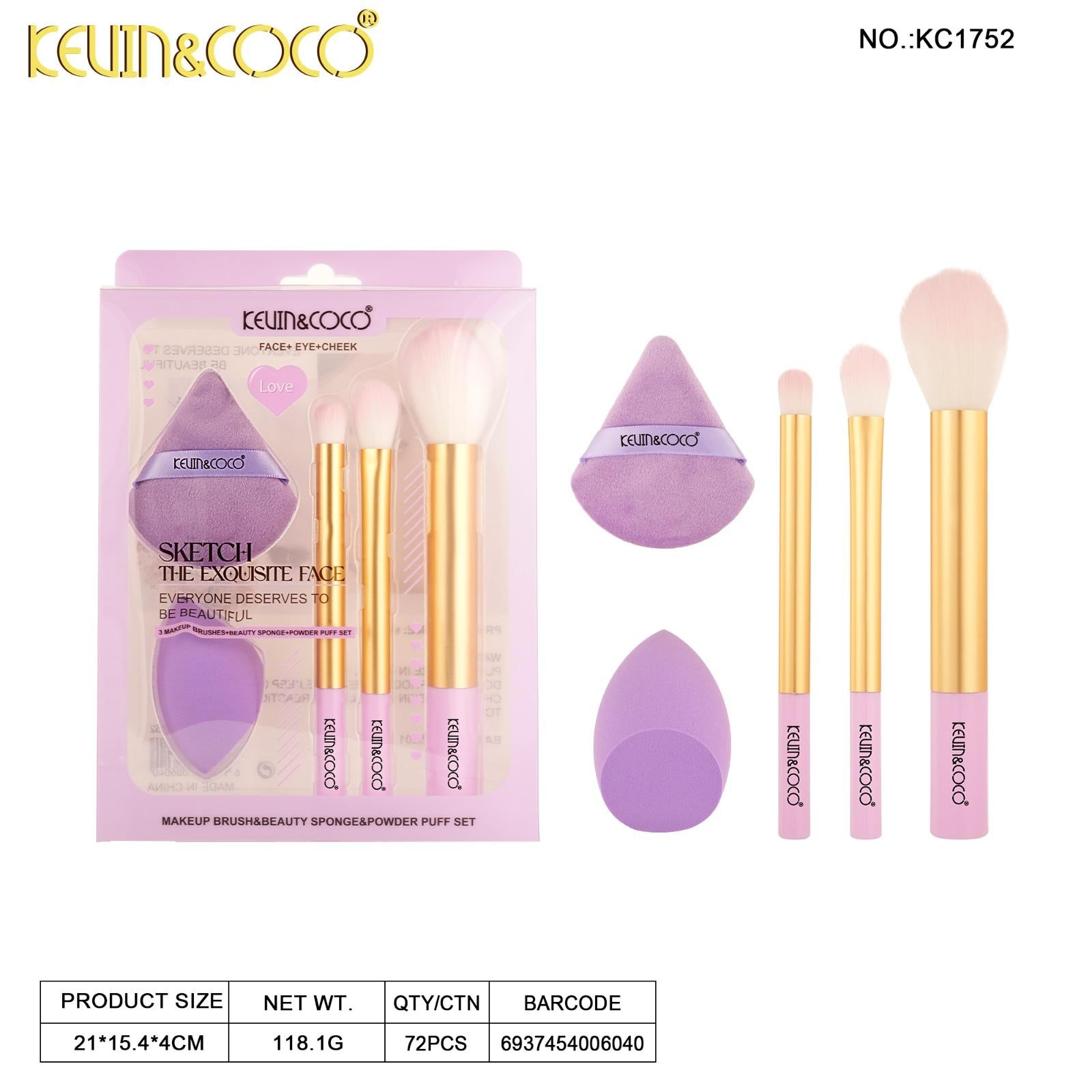 Novelties-Phantom Violet Light Flow Makeup Blenders Set (KC1752)