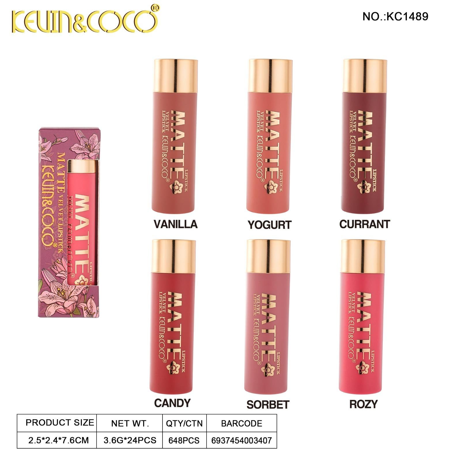 Lips-Pink Flowers Velvet Lipstick (KC1489)