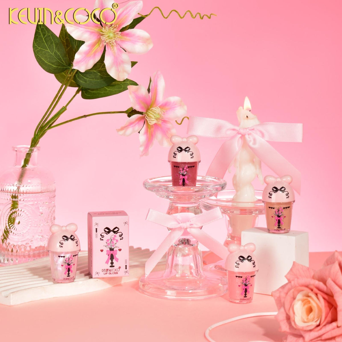 Lips-Pink Ribbon Lip Gloss Retail (KC1162) | Kevin and Coco.