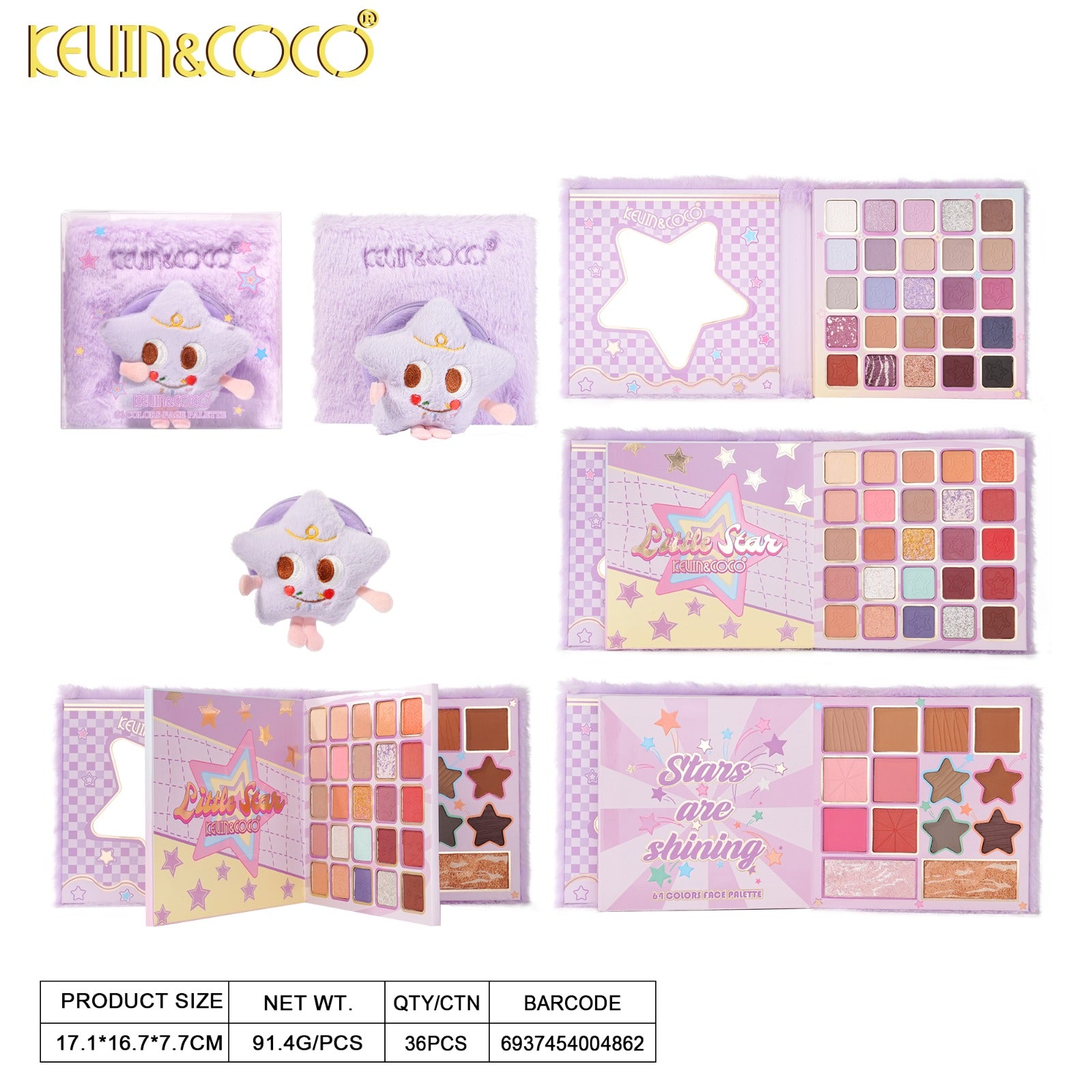 Eyes-Plush Star 64 Colors Eyeshadow Palette Retail (KC1634