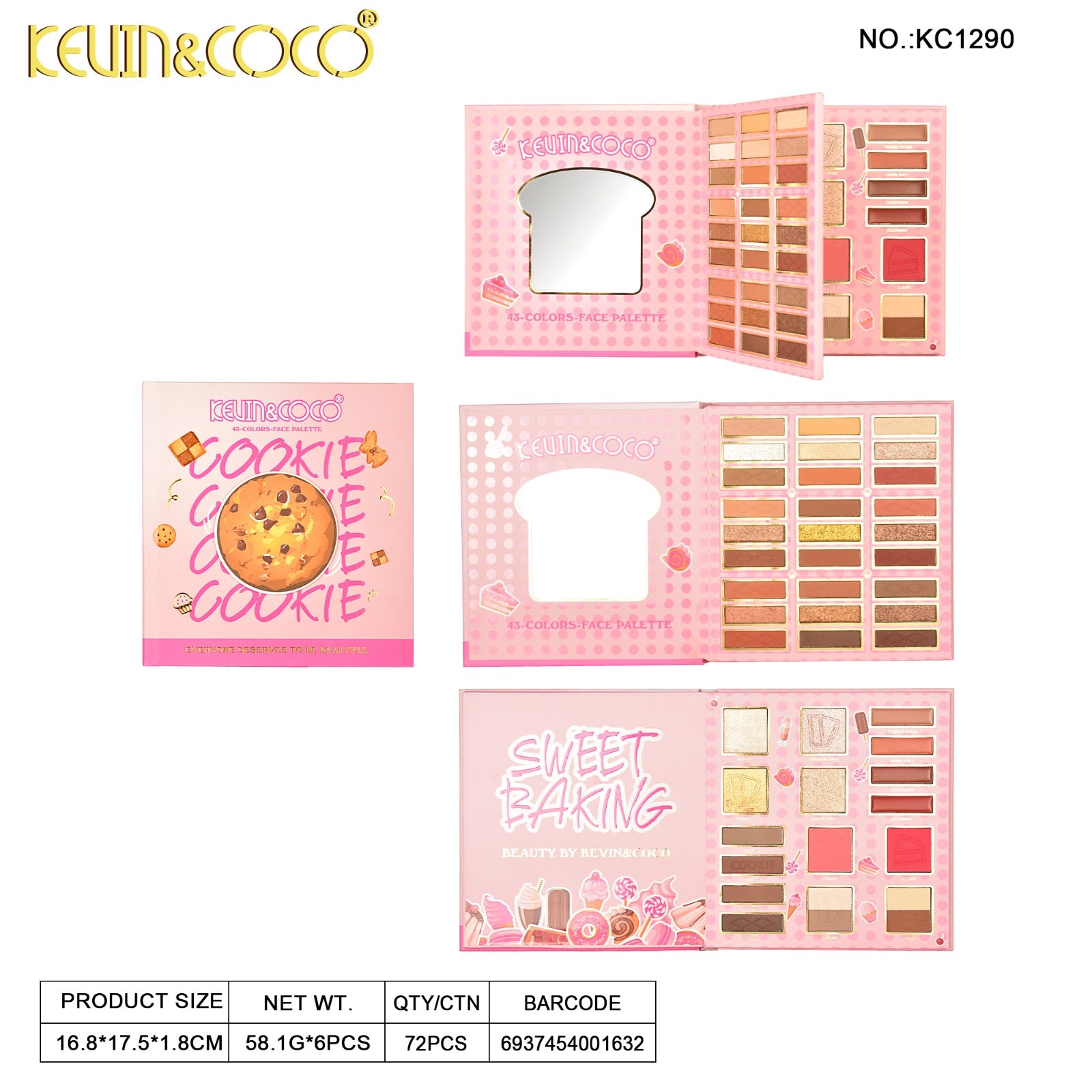 Eyes-Cookie Eyeshadow Palette 6pc Display Wholesale (KC1290)
