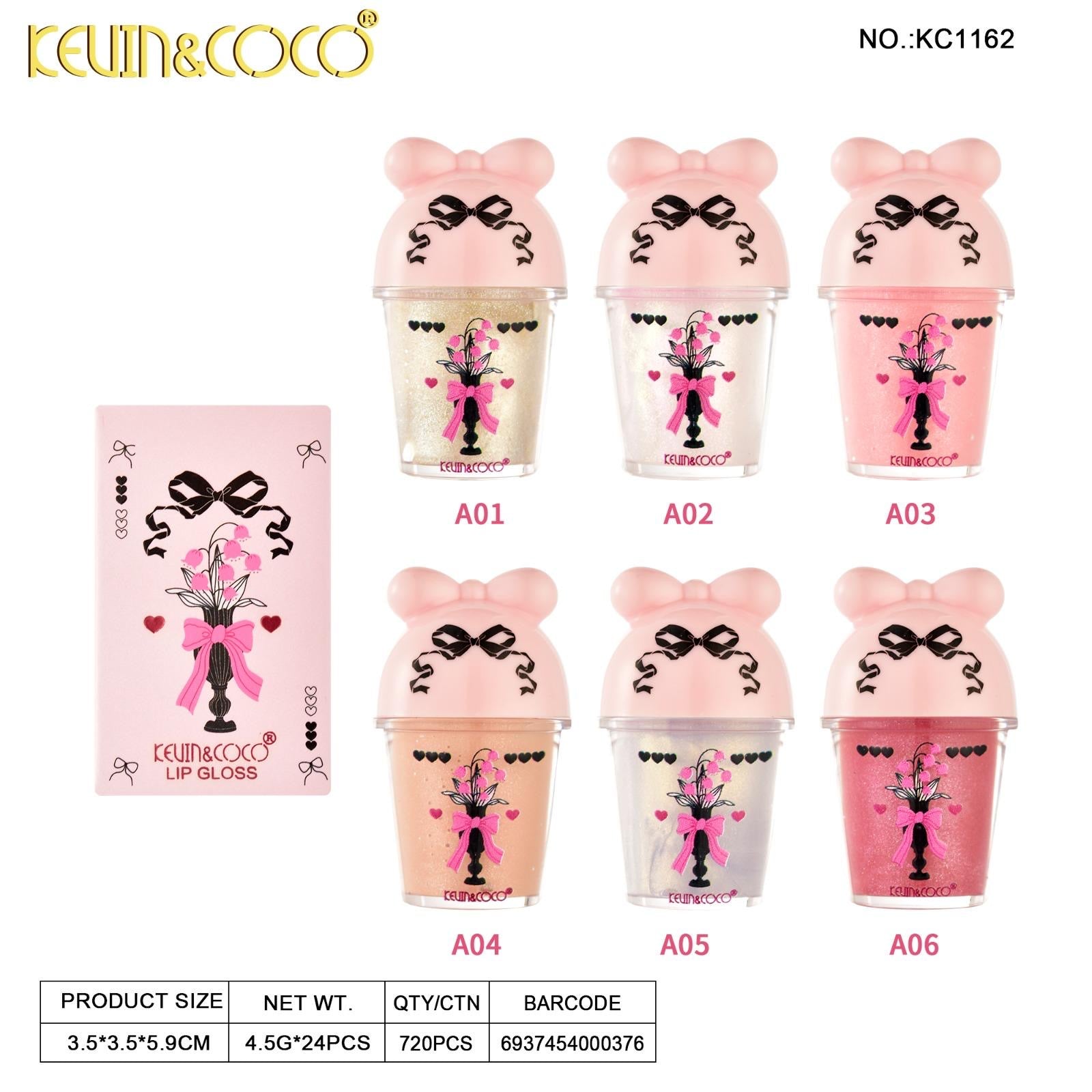 Lips-Pink Ribbon Lip Gloss (KC1162) Display Wholesale