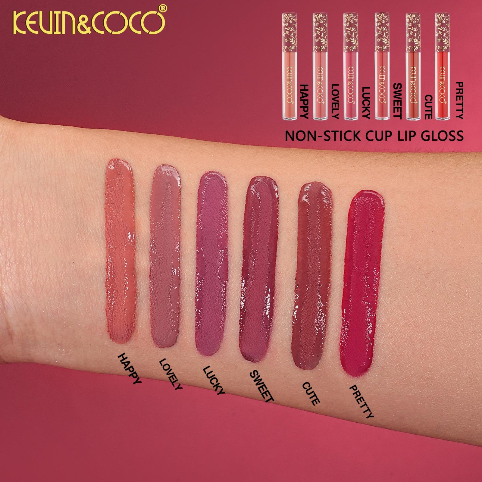 Lips-Pink Flowers Non Stick Cup Lip Gloss 24pc Display Wholesale (KC1492)