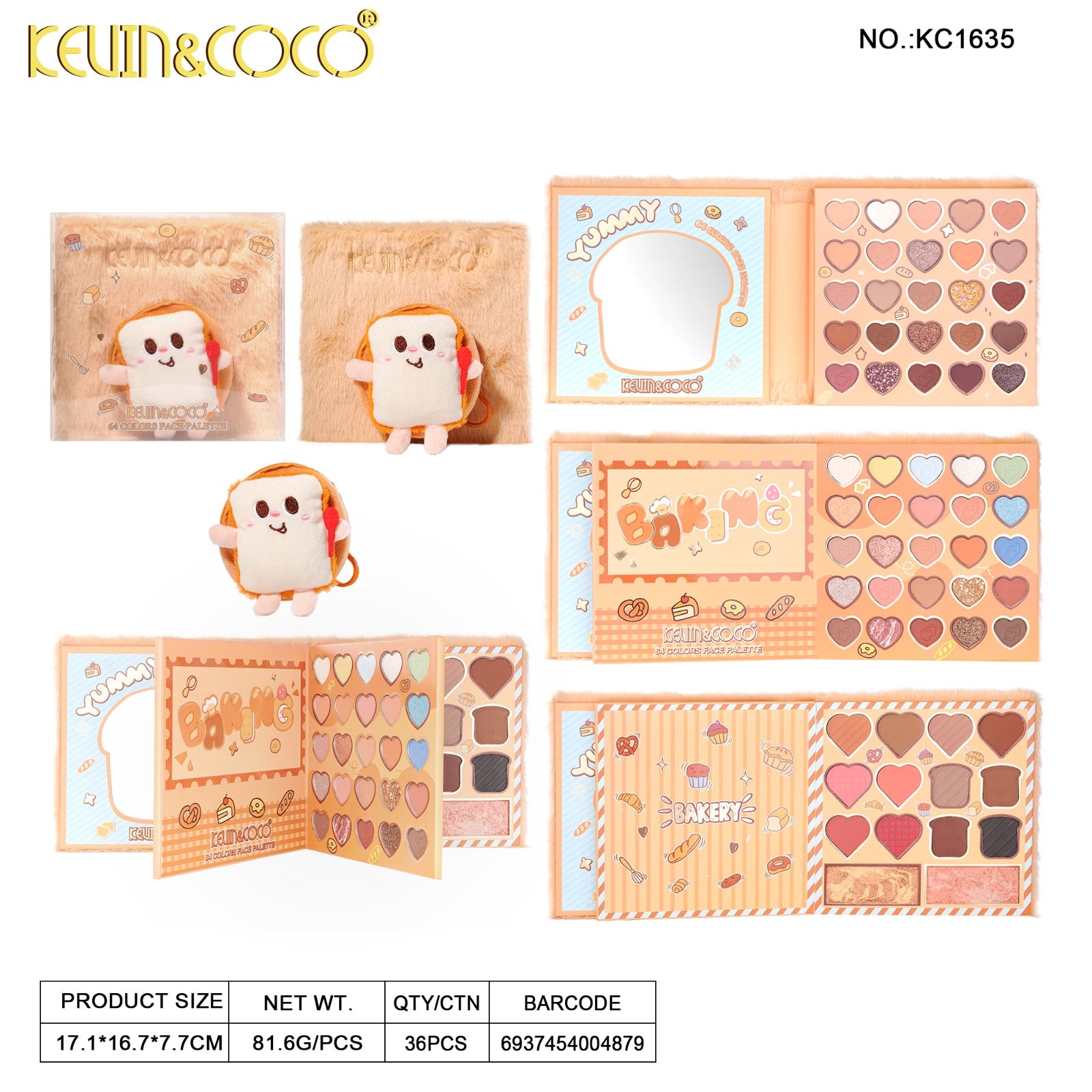 Eyes-Plush Bread 64 Colors Eyeshadow Palette Retail (KC1635)