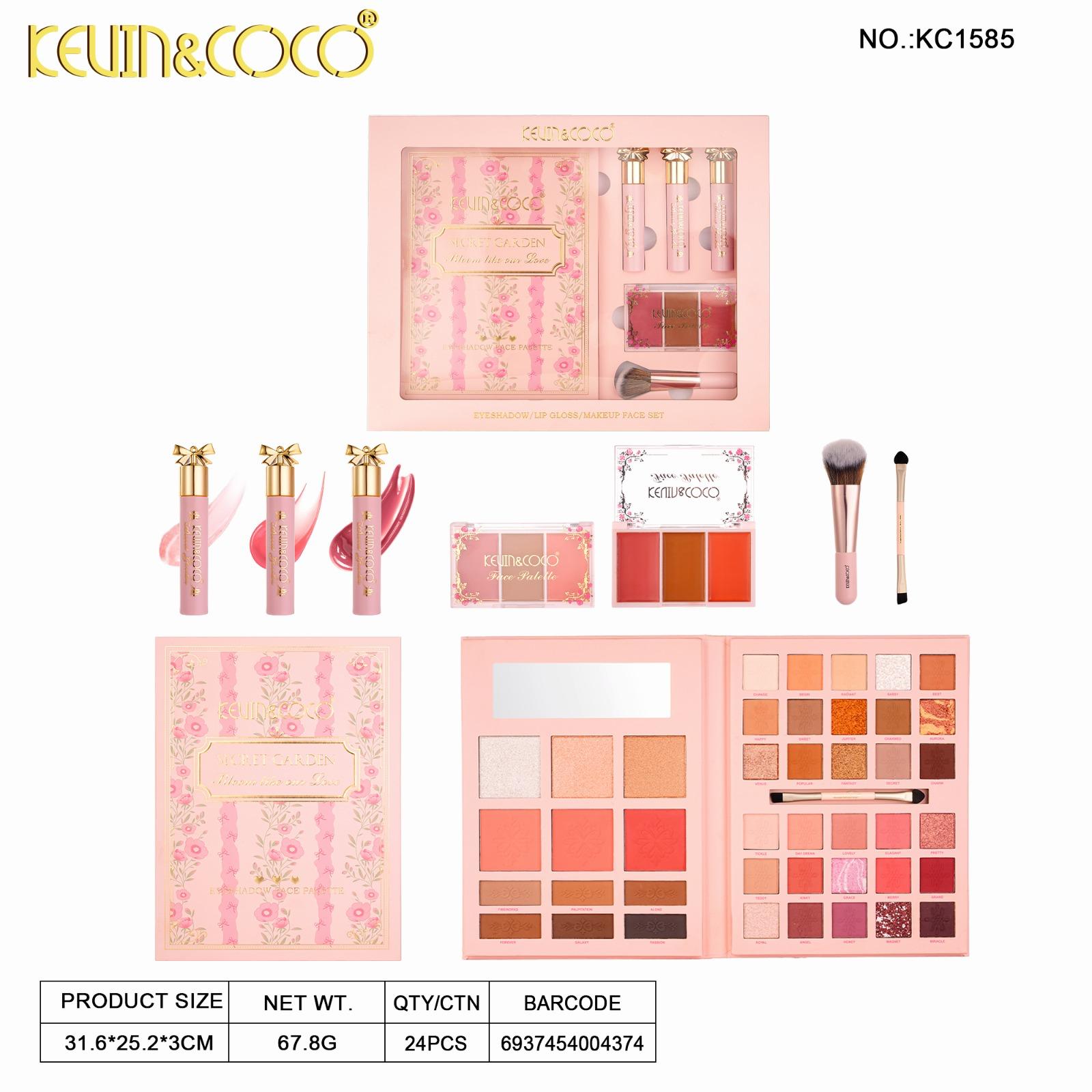 Face-Secret Garden Makeup Set: Eyeshadow, Blush & Lip Gloss 2 pc Bundle Wholesale (KC1585)