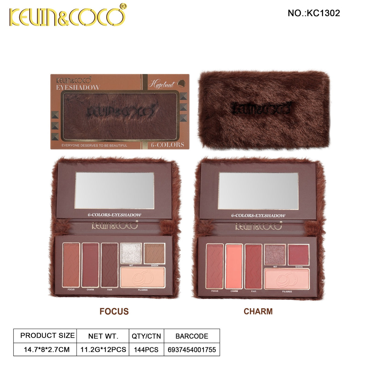 Eyes-Hazelnut 6 Colors Eyeshadow Palette Retail (KC1302)