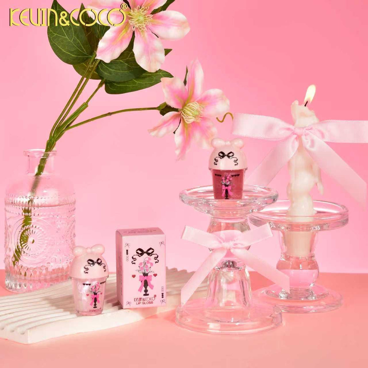 Lips-Pink Ribbon Lip Gloss Retail (KC1162) | Kevin and Coco.