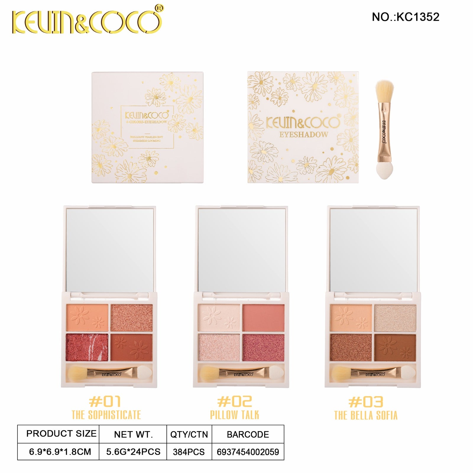 Eyes-Daisy Garden Collection Eyeshadow Palette 24pc Display Wholesale (KC1352)