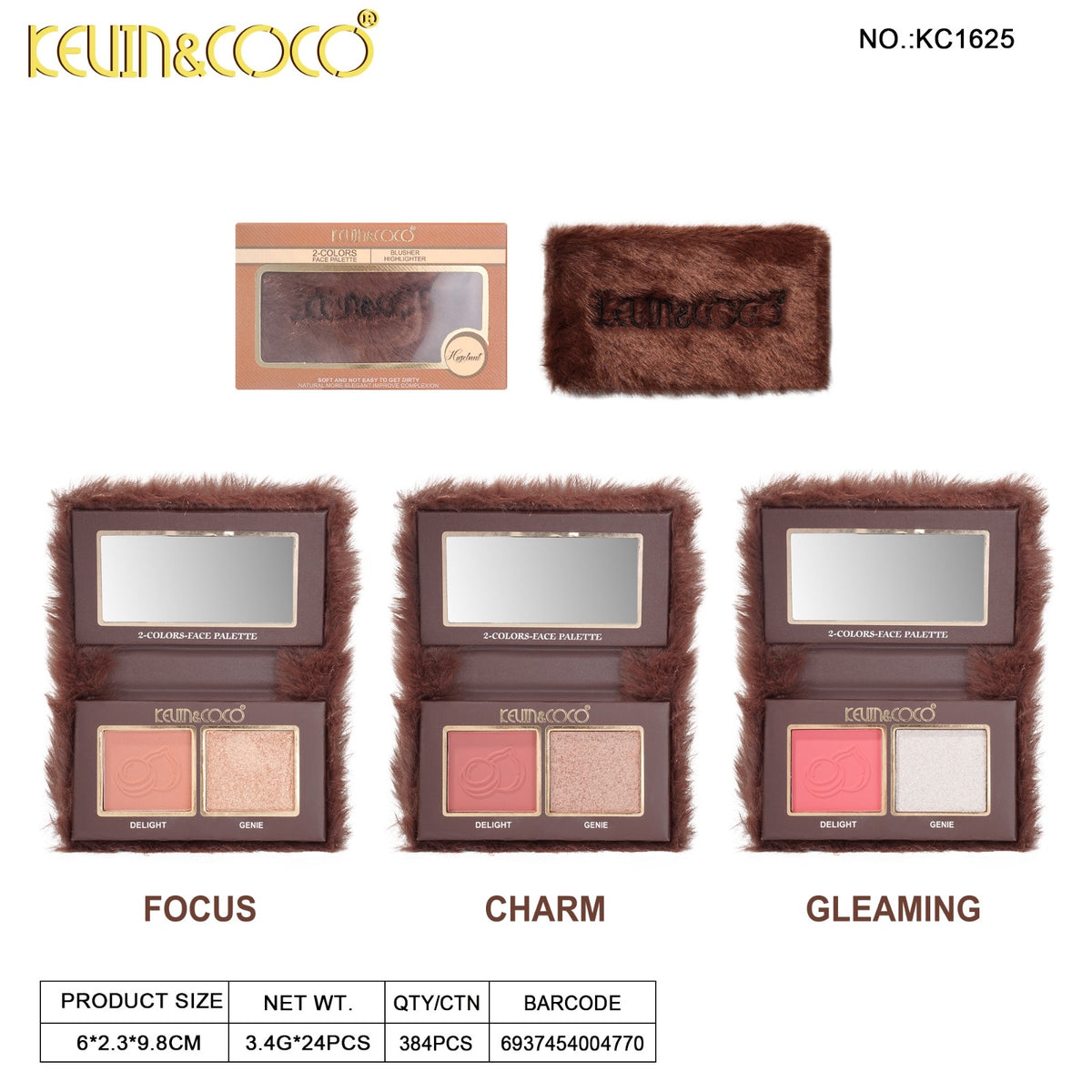 Face-Hazelnut Blush & Highlight Palette Retail (KC1625)