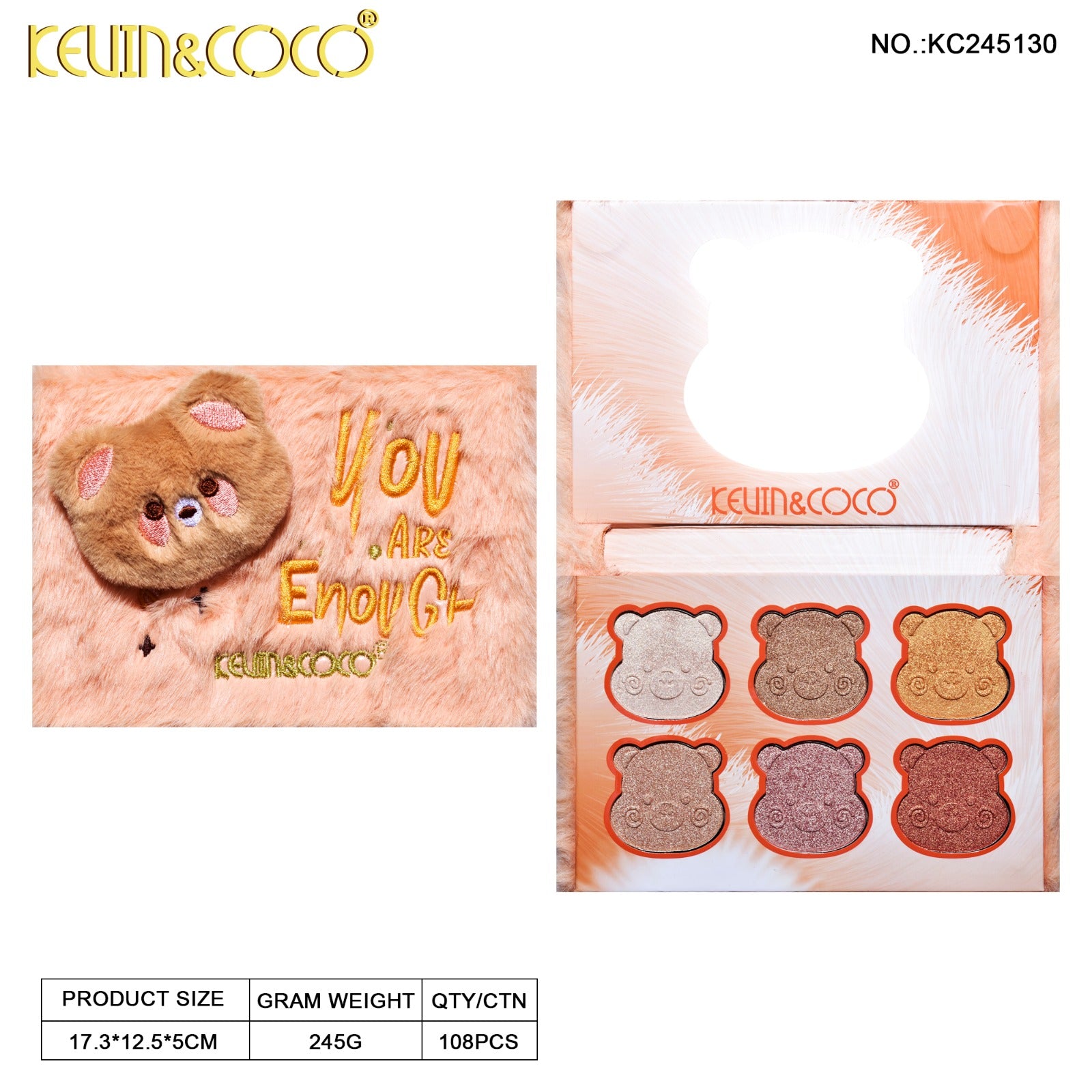 Face-Teddy Bear You Are Enough Highlighter Palette 6pc Display Wholesale (KC245130)