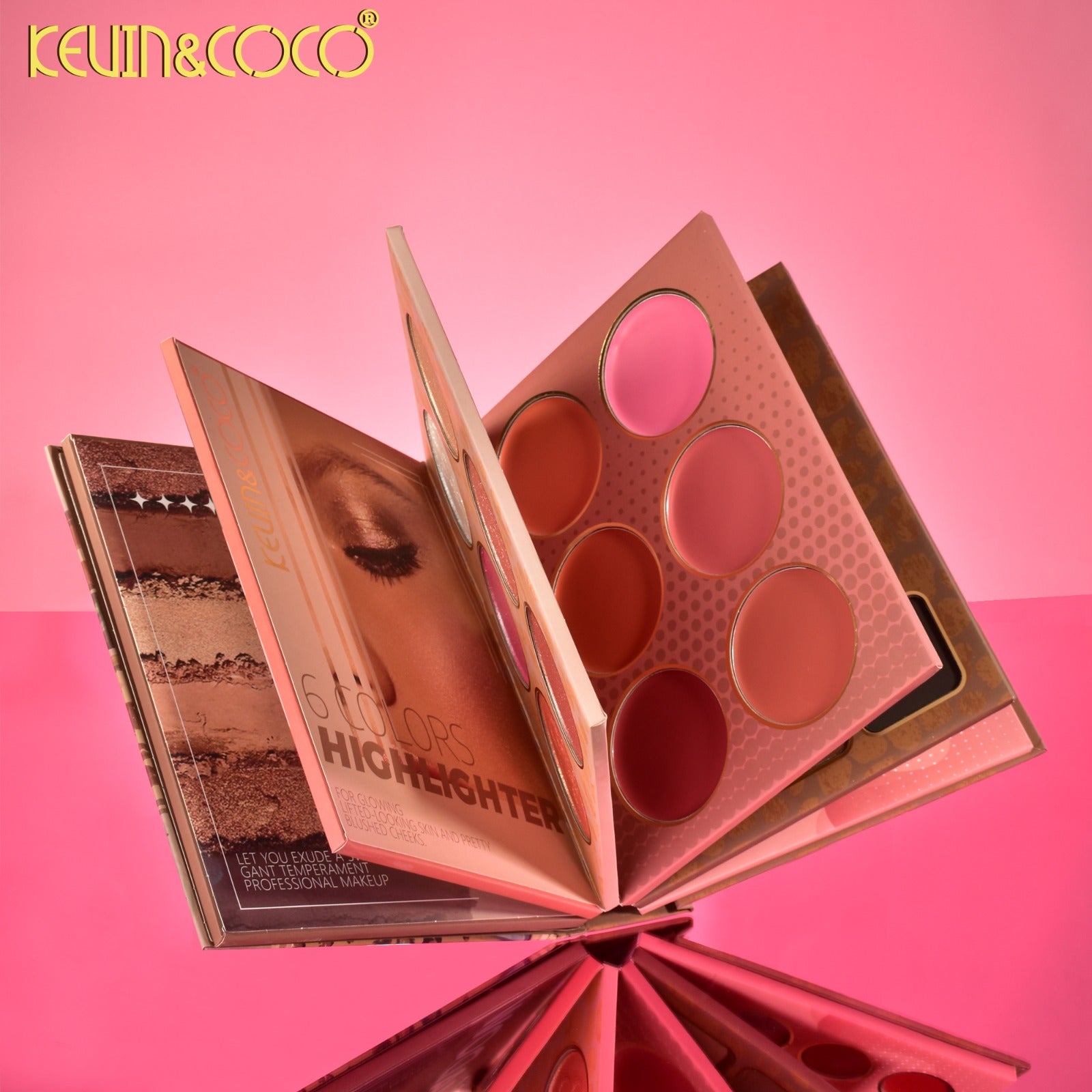 Face-Chetah Print 70-Color Eyeshadow Palette Book  6pc Bundle Wholesale (KC1077)