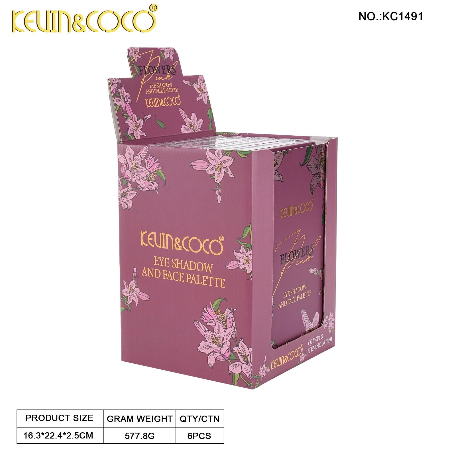 Eyes-Pink Flowers Book Eyeshadow Palette 6pc Display Wholesale (KC1491)